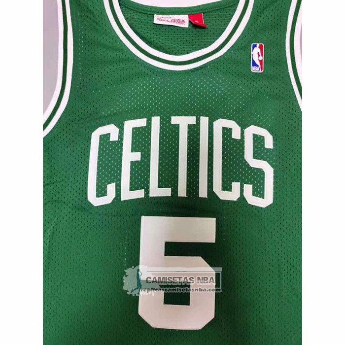 Camiseta Boston Celtics Kevin Garnett NO 5 Hardwood Classics Throwback Verde